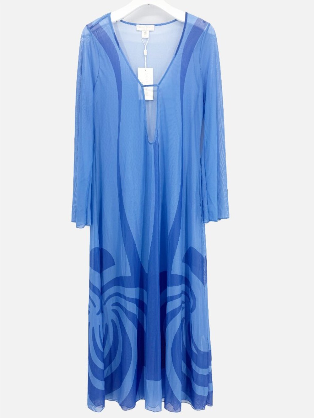 Caroline Constas Blue Mesh Maxi Cover-Up Dress Kaftan Tunic M NEW - Picture 2 of 11